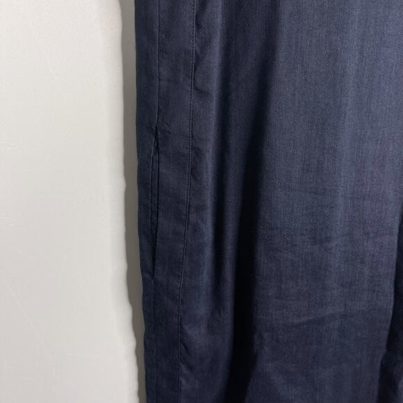 Theory 10 Navy Blue Didianne Linen Sleeveless Shift Dress Straight Cut Pockets - Picture 5 of 9